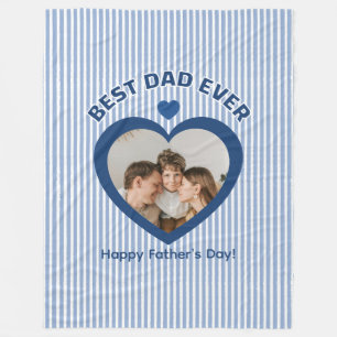 Best Dad Ever Heart Photo Card Minimalist Template Fleece Blanket