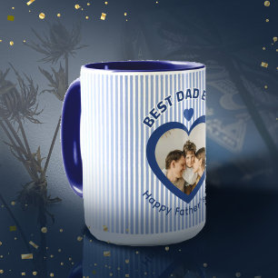 Best Dad Ever Heart Photo Card Minimalist Template Mug