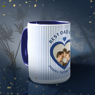 Best Dad Ever Heart Photo Card Minimalist Template Mug