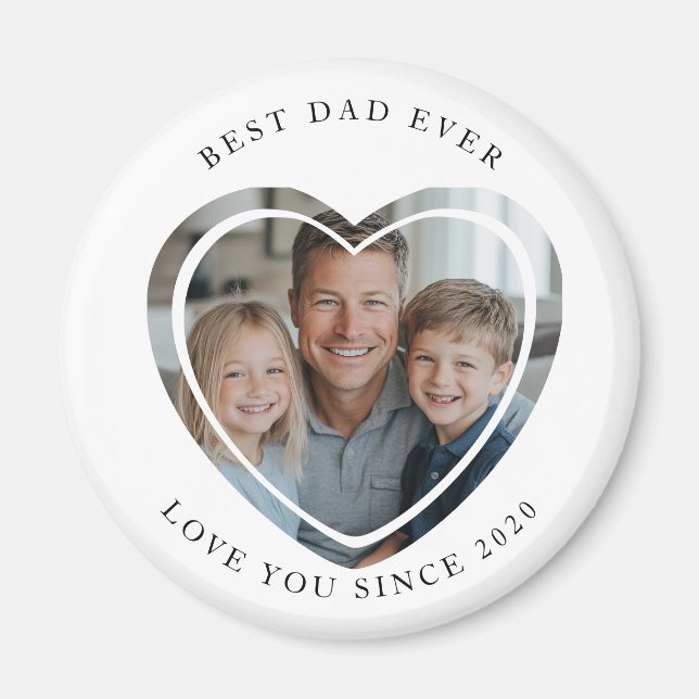 Best dad Ever heart shaped Photo magnet (Front)