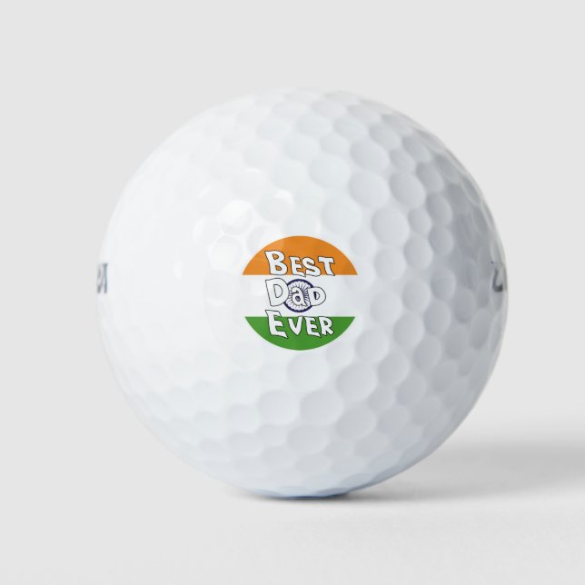 Best Dad Ever India Flag Golf Balls (Front)