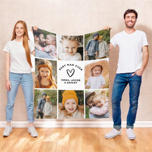 Best Dad Ever Instagram Father's Day Photo Collage Fleece Blanket