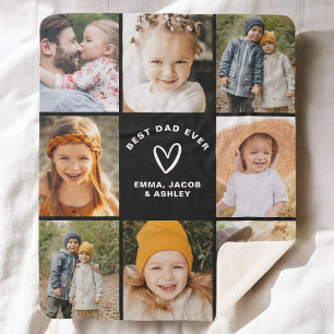 Best Dad Ever Instagram Father's Day Photo Collage Sherpa Blanket
