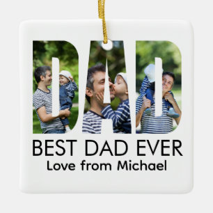 Best Dad Ever Letter Photo Ceramic Ornament