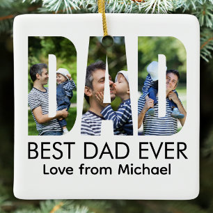 Best Dad Ever Letter Photo Ceramic Ornament
