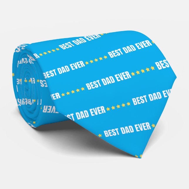 Best Dad Ever Light Blue Tie (Rolled)