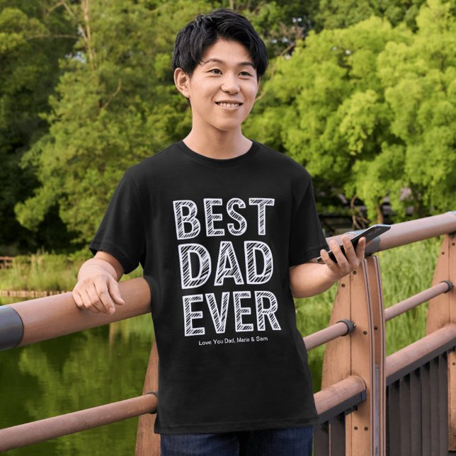 Best Dad Ever Minimal Personalised Names  T-Shirt (Creator Uploaded)