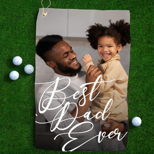Best Dad Ever Minimalist Photo Father's Day  Golf Towel (Creator Uploaded)