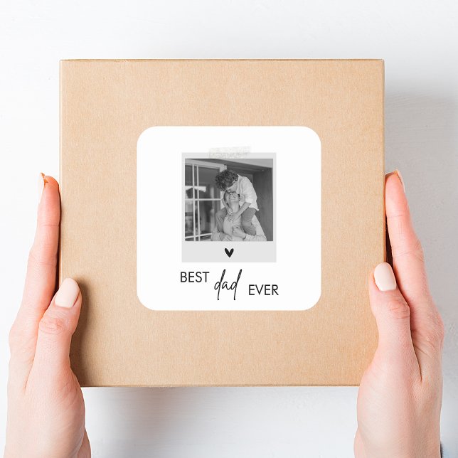 Best Dad Ever Minimalistic Photo Square Sticker (Creator Uploaded)