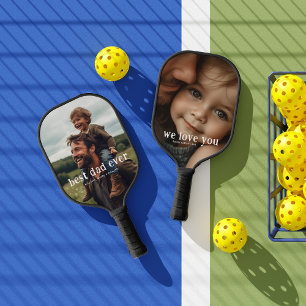 Best Dad Ever Modern 2 Photo Pickleball Paddle