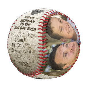 Best Dad Ever Modern 2Photo Collage Happy Birthday Baseball