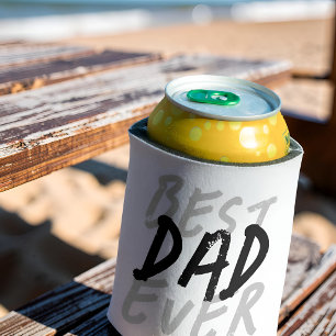 Best Dad Ever Modern Black and Grey Grunge Can Cooler