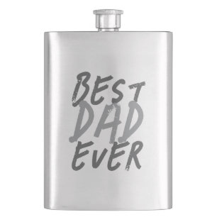 Best Dad Ever Modern Black and Grey Grunge Hip Flask