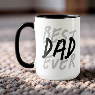 Best Dad Ever Modern Black and Grey Grunge Mug