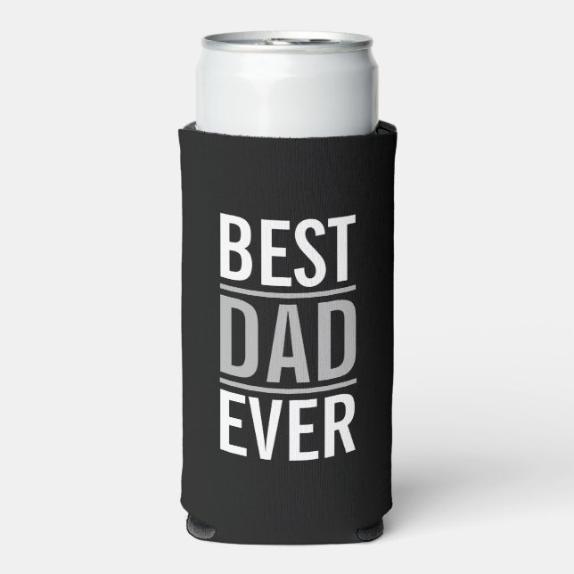 Best Dad Ever | Modern Black Can Cooler (Seltzer Front)