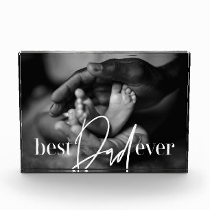 Best Dad Ever Modern Classic Simple Elegant Photo Block