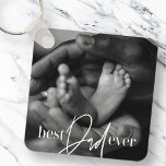 Best Dad Ever Modern Classic Simple Elegant Photo Key Ring<br><div class="desc">This simple and modern design is composed of serif and cursive typography and add a custom photo</div>