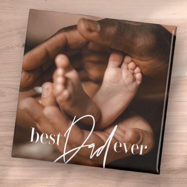 Best Dad Ever Modern Classic Simple Elegant Photo Magnet (Creator Uploaded)
