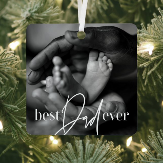 Best Dad Ever Modern Classic Simple Elegant Photo Metal Tree Decoration (Insitu)