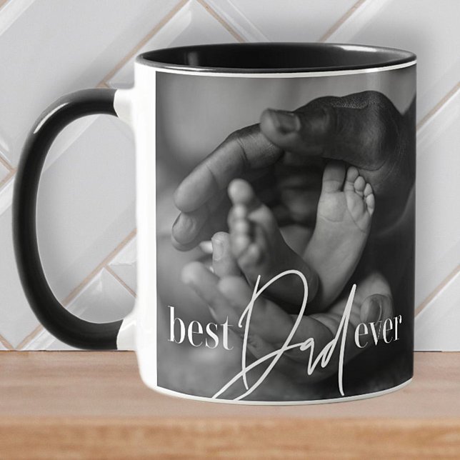 Best Dad Ever Modern Classic Simple Elegant Photo Mug (Creator Uploaded)
