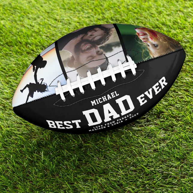 BEST DAD EVER Modern Cool Colour Photo Collage Football (Creator Uploaded)