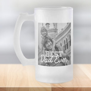 Best Dad Ever Modern Cool Custom Photo Frosted Glass Beer Mug