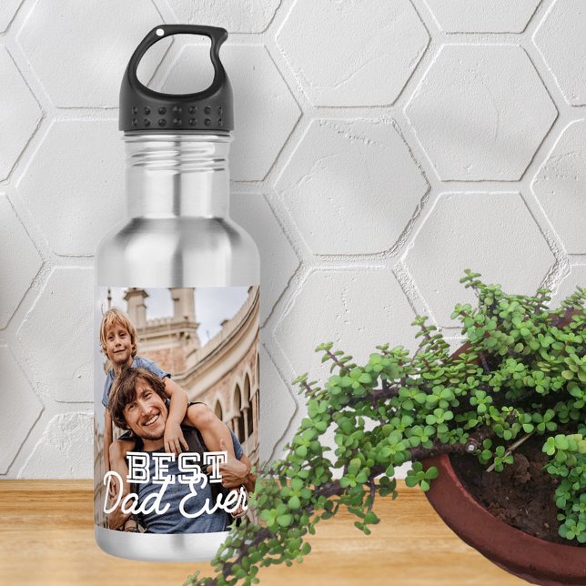 Best Dad Ever Modern Cool Stitch Custom Photo 532 Ml Water Bottle (Creator Uploaded)