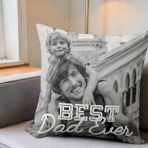 Best Dad Ever Modern Cool Stitch Custom Photo Cushion