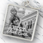 Best Dad Ever Modern Cool Stitch Custom Photo Key Ring<br><div class="desc">This simple and modern design is composed of serif and cursive typography and add a custom photo</div>