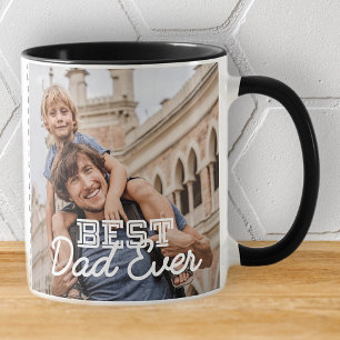 Best Dad Ever Modern Cool Stitch Custom Photo Mug