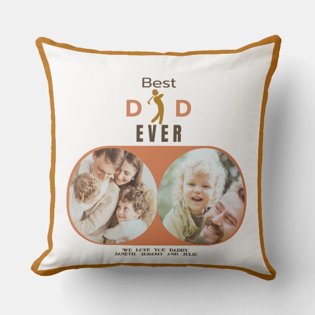 Best Dad Ever Modern Cute Kids Photo Fathers Day Cushion (Front)