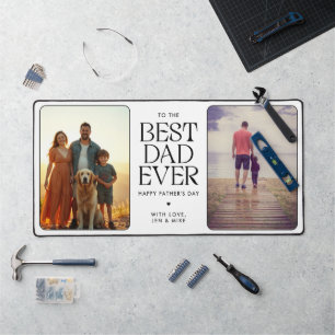 Best Dad Ever Modern Father's Day 2 Photo Desk Mat