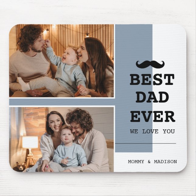 Best Dad Ever Modern Father's Day Photo Mouse Pad (Front)