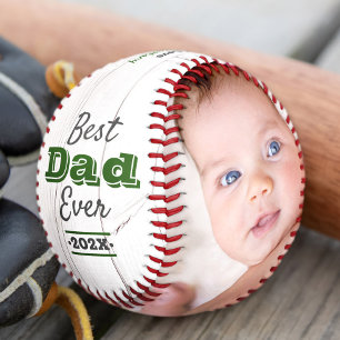 Best Dad Ever Modern Green Typography Rustic Wood  Baseball
