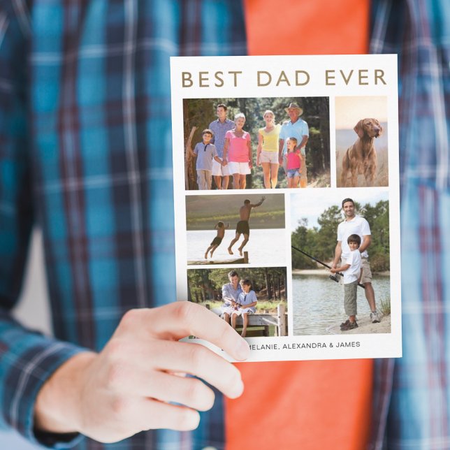 Best Dad Ever, Modern Minimal Photo Grid Collage Card (Best Dad Ever, Modern Minimal Photo Grid Collage Card)