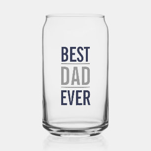Best Dad Ever Modern Navy Blue and Grey Can Glass