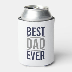 Best Dad Ever Modern Navy Blue Can Cooler