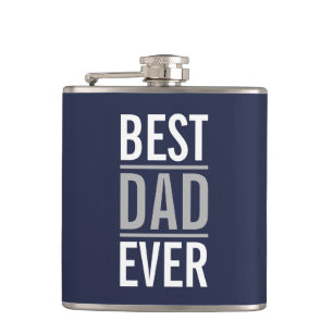 Best Dad Ever   Modern Navy Blue Flask