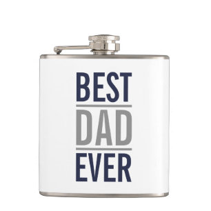 Best Dad Ever Modern Navy Blue Hip Flask