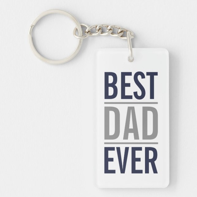 Best Dad Ever | Modern Navy Blue Key Ring (Front)