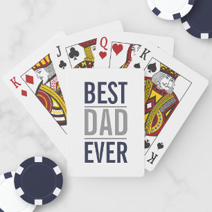 Best Dad Ever   Modern Navy Blue Playing Cards