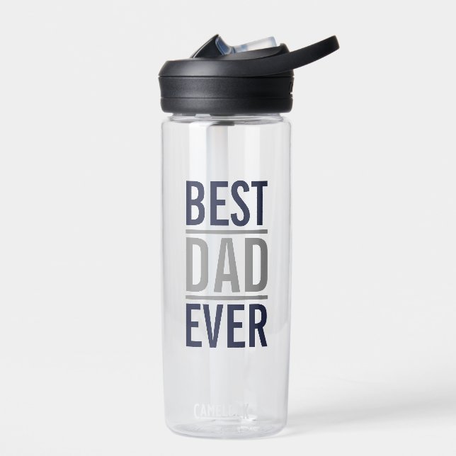 Best Dad Ever | Modern Navy Blue Water Bottle (Left)
