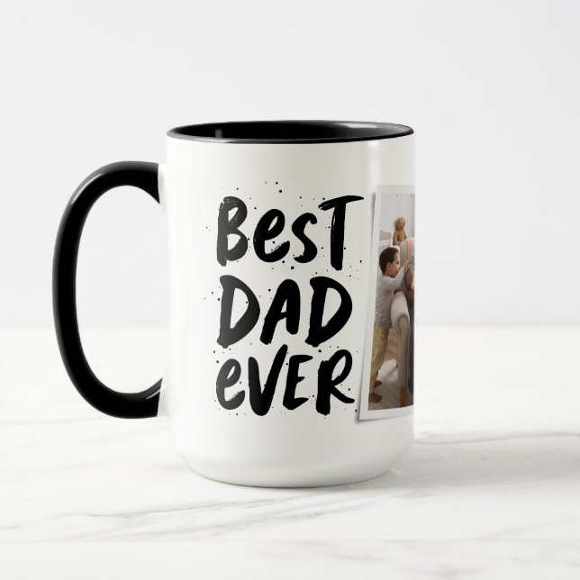 Best dad ever modern photo black Father's Day Mug (Left)