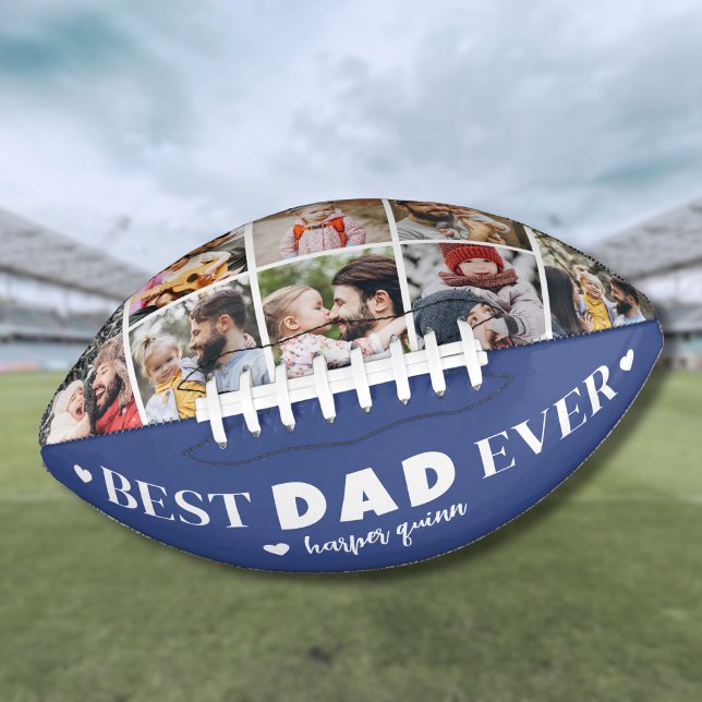 Best Dad Ever Modern Photo Blue Football (Best Dad Ever Modern Photo Blue Football )