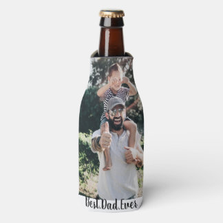 Best Dad Ever Modern Photo Collage Bottle Cooler