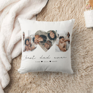 Best Dad Ever Modern Photo Collage Gift For Father Cushion
