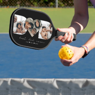 Best Dad Ever Modern Photo Collage Gift For Father Pickleball Paddle
