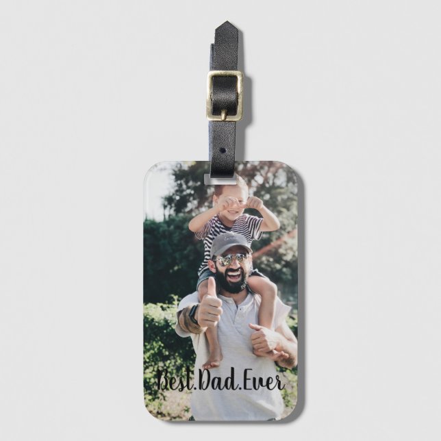 Best Dad Ever Modern Photo Collage Luggage Tag (Front Vertical)