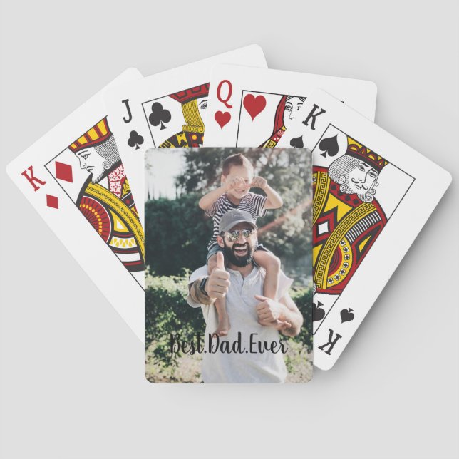 Best Dad Ever Modern Photo Collage Playing Cards (Back)