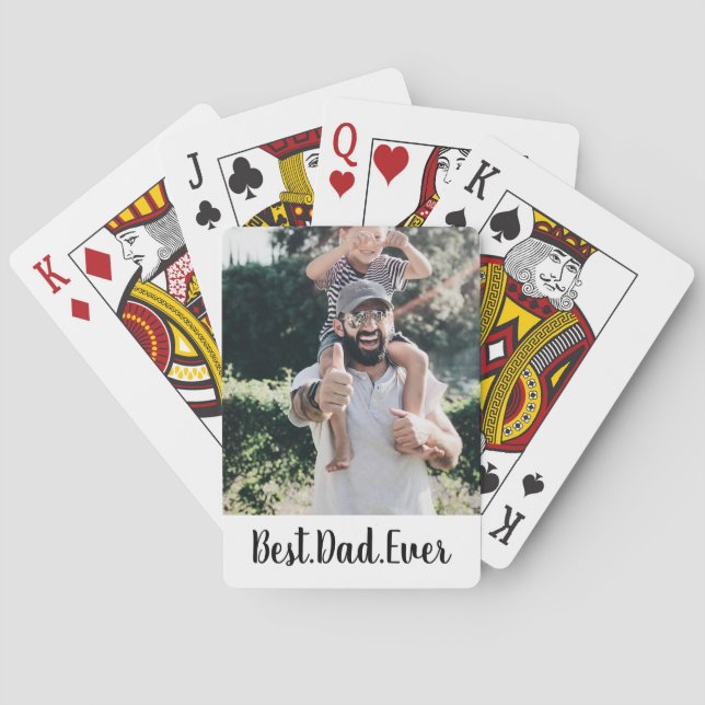 Best Dad Ever Modern Photo Collage Playing Cards (Back)